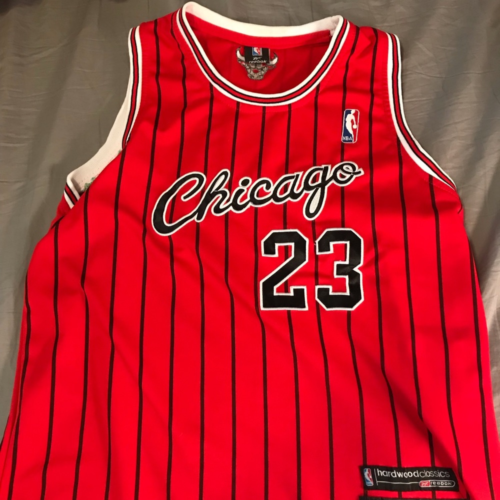 Chicago Bulls MJ 23 Black Pinstripe Jersey